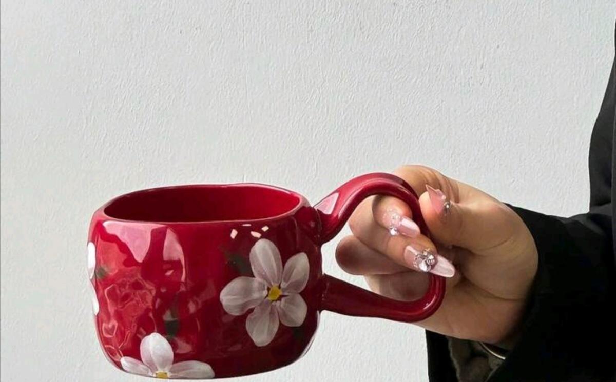 Taza Floral Burdeos