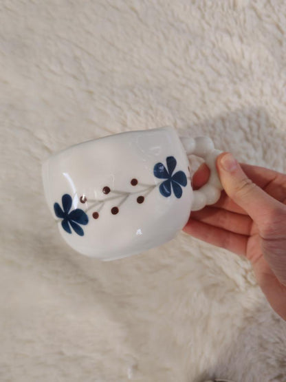 Taza Floral Azul Marino