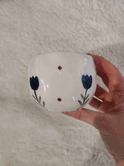 Taza Floral Azul Marino