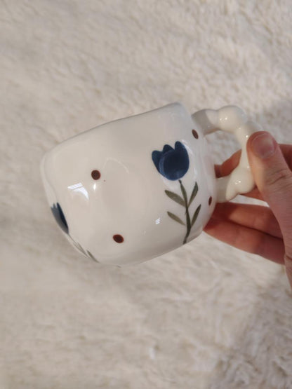 Taza Floral Azul Marino